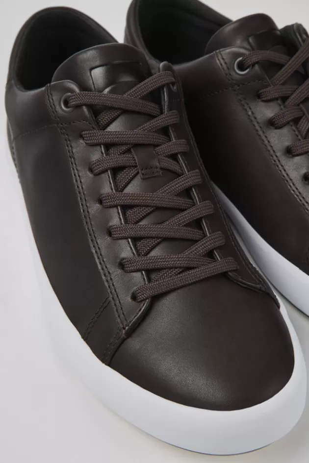 New Camper Bruine Leren Herensneakers