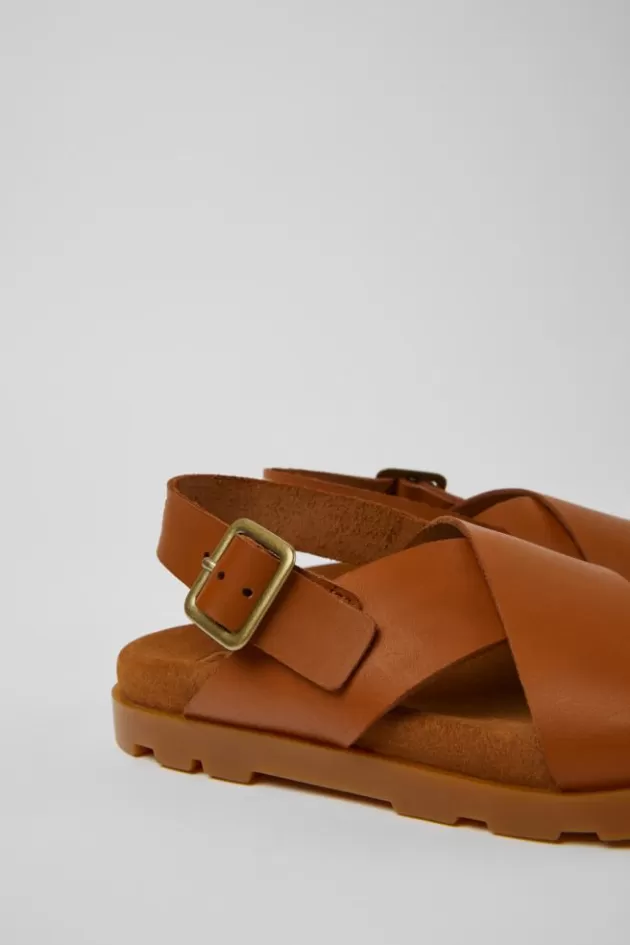 Shop Camper Bruine Leren Kindersandalen