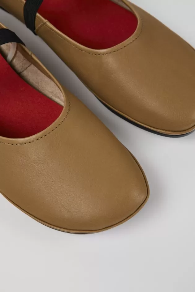 Hot Camper Bruine Leren Mary Jane-Schoen Voor Dames