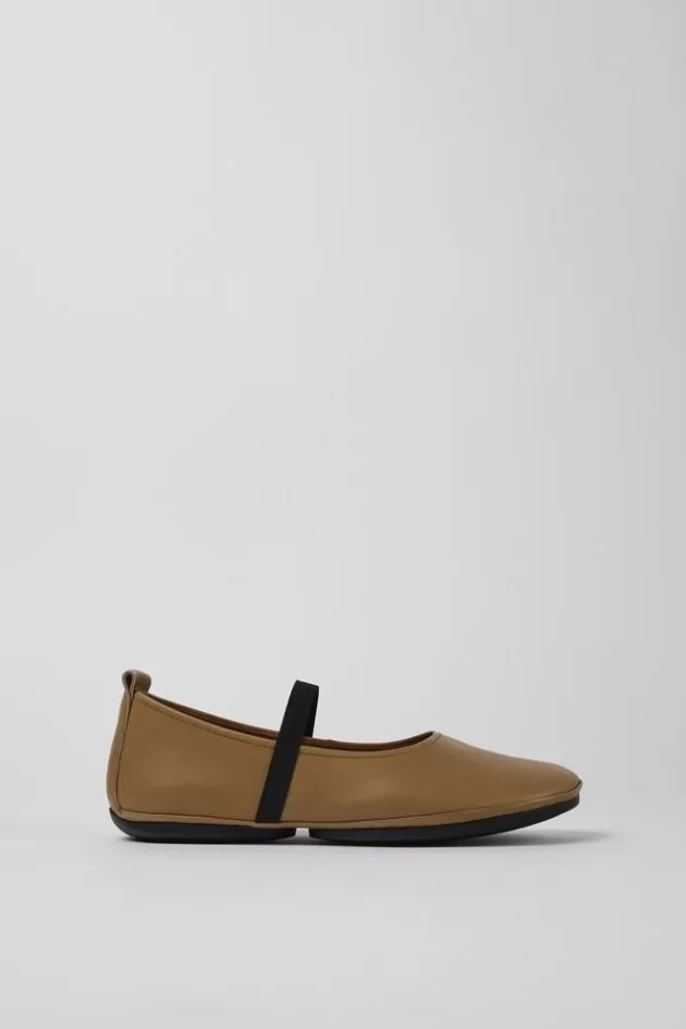 Hot Camper Bruine Leren Mary Jane-Schoen Voor Dames