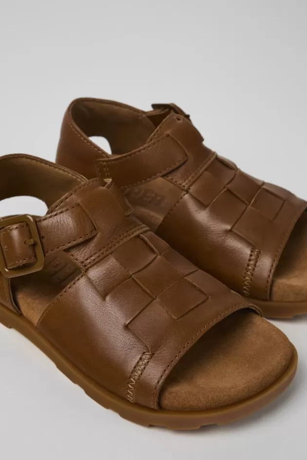 New Camper Bruine Leren Sandaal