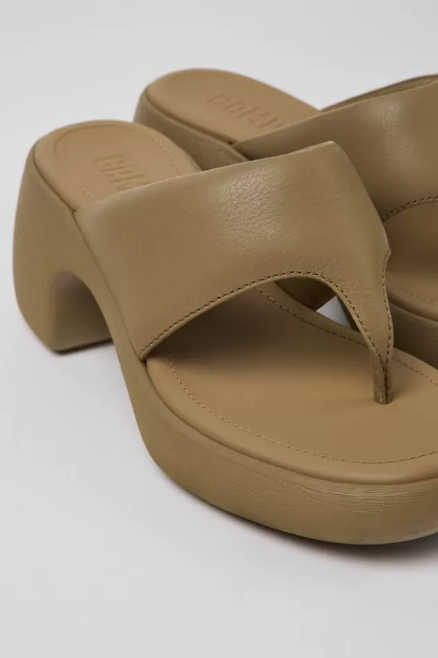 Outlet Camper Bruine Leren Sandaal Voor Dames