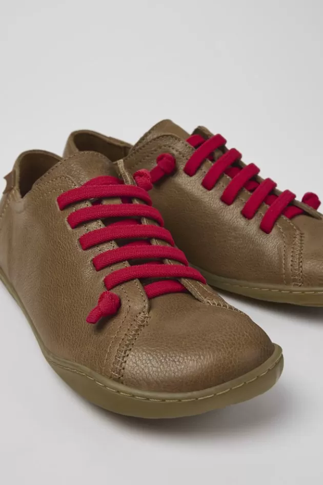 Best Sale Camper Bruine Leren Schoen Voor Dames