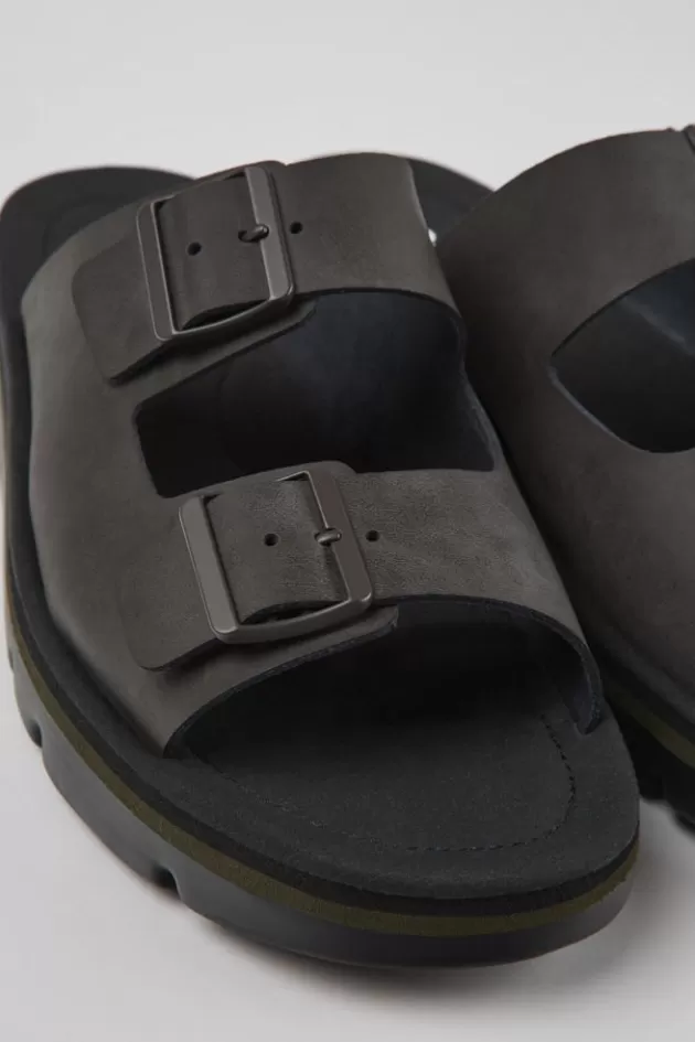 Hot Camper Bruine Leren Slipper Voor Heren