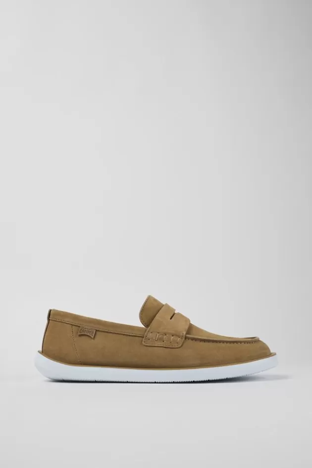 Store Camper Bruine Nubuck Mocassin Voor Heren