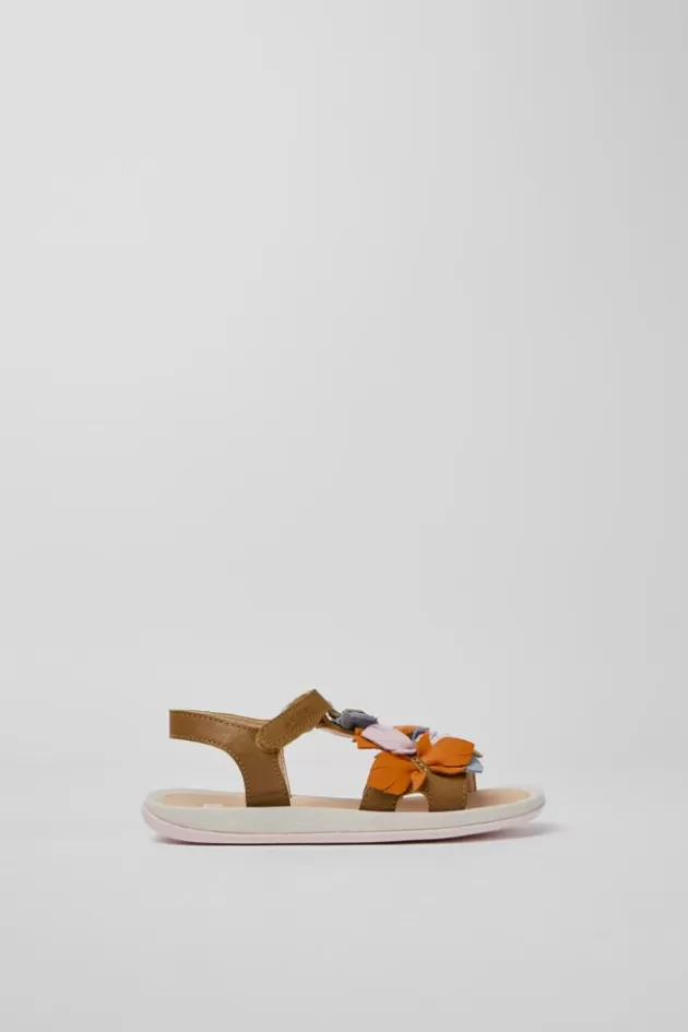 Fashion Camper Bruinen Leren Meisjessandalen