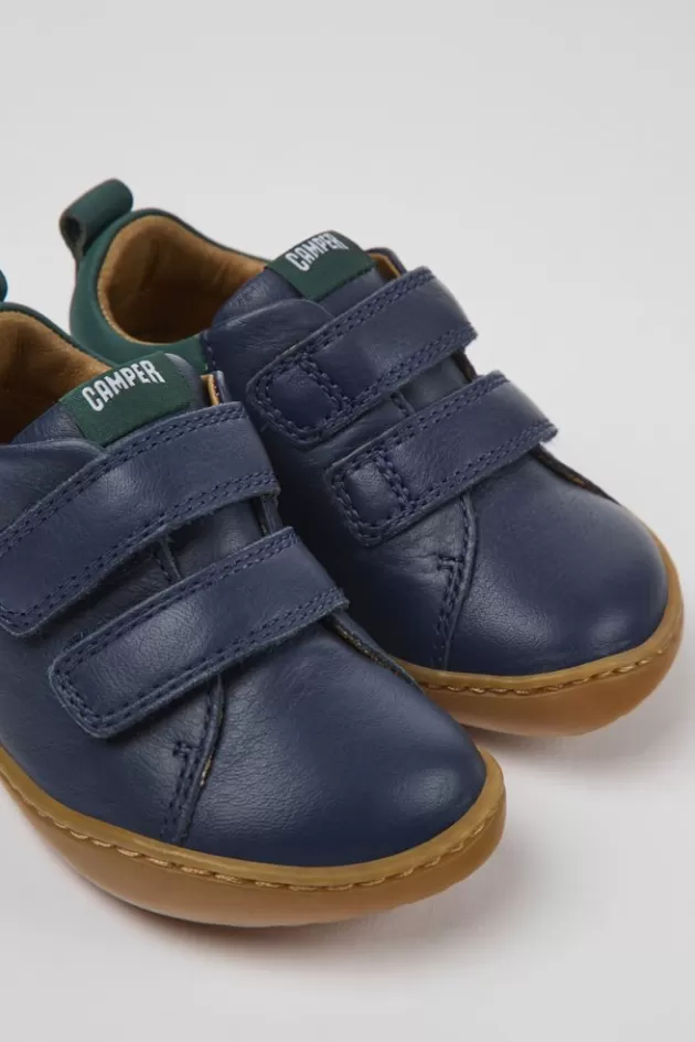 Clearance Camper Donkerblauwe Leren Kinderschoenen