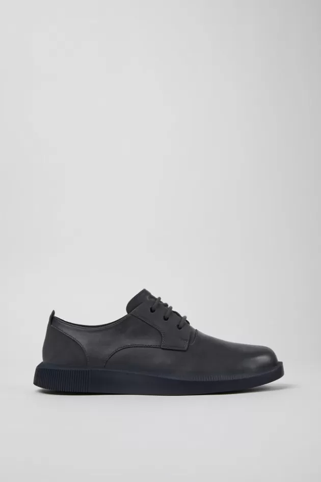 Outlet Camper Donkergrijze Herenschoenen Van Leer En Nubuck