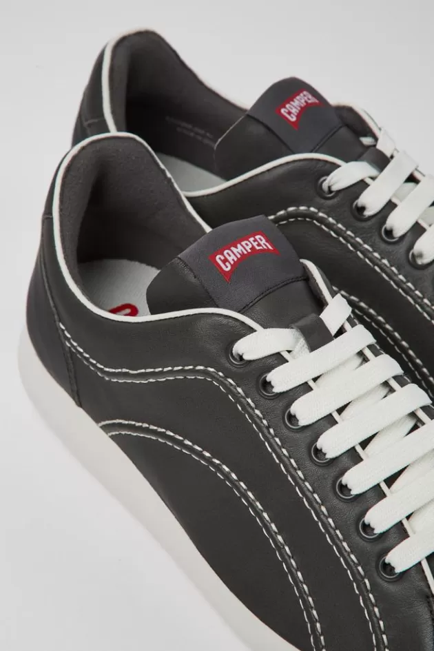 Discount Camper Donkergrijze Leren Herensneakers