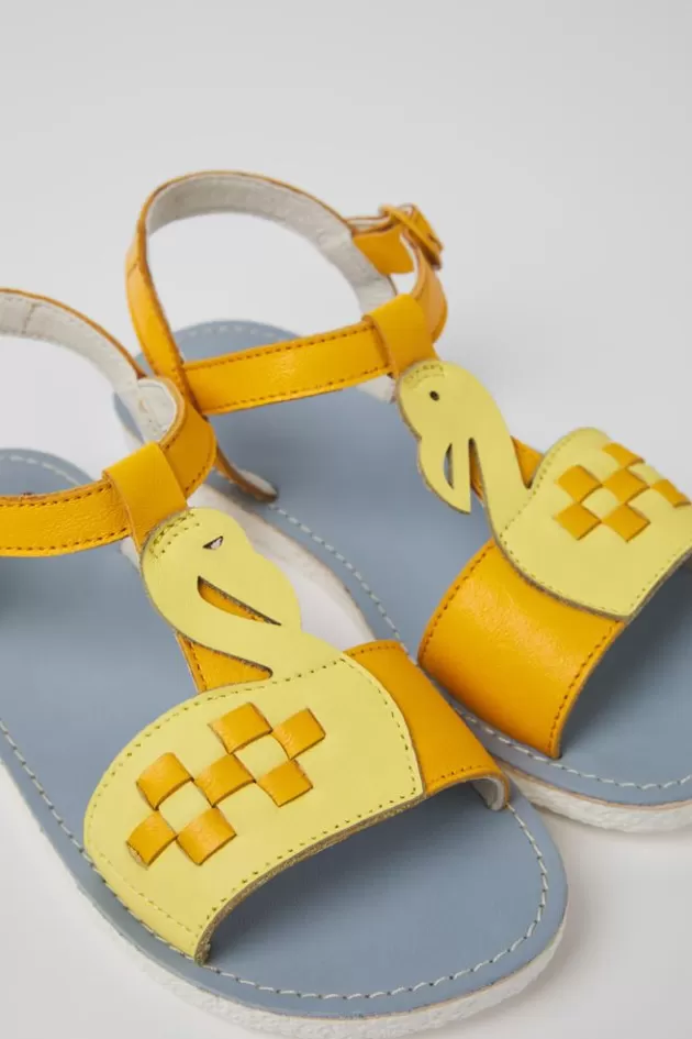 Shop Camper Geel-Oranje Leren Kindersandalen