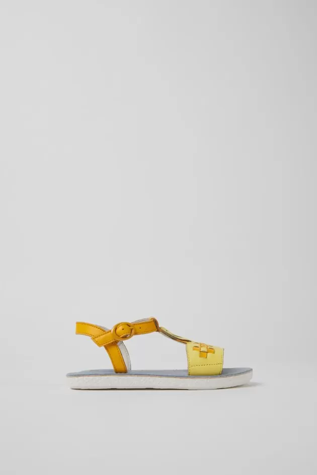 Shop Camper Geel-Oranje Leren Kindersandalen