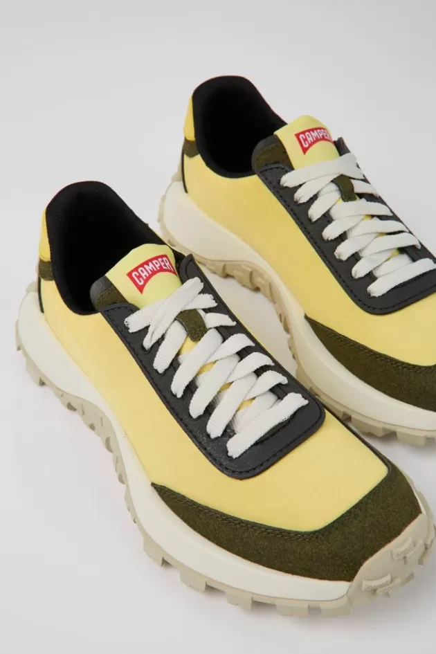 Best Sale Camper Gele Stoffen En Nubuck Damessneakers