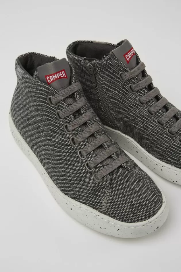 Online Camper Grijs Met Zwarte Damessneakers Van Gerecyclede Wol