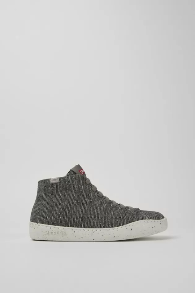 Online Camper Grijs Met Zwarte Damessneakers Van Gerecyclede Wol