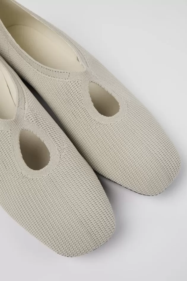Online Camper Grijze Damesballerina'S, Gebreid Aan Een Stuk