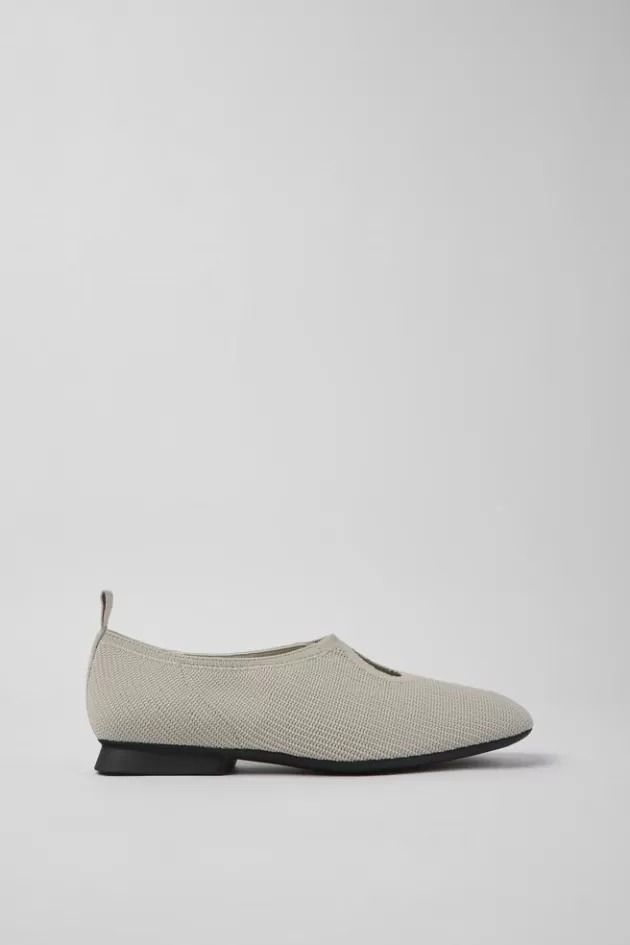 Online Camper Grijze Damesballerina'S, Gebreid Aan Een Stuk