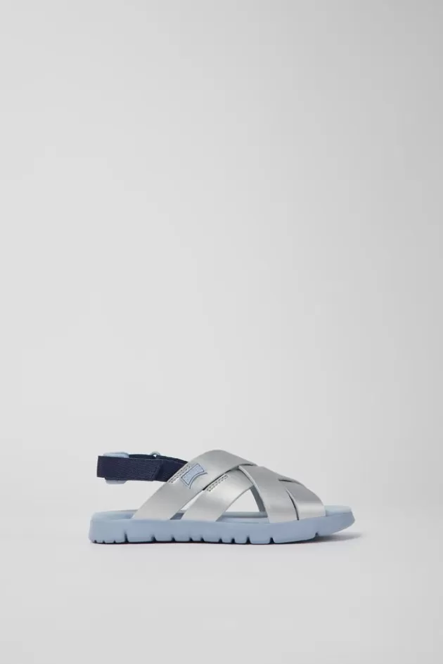 Sale Camper Grijze Kindersandalen Van Stof En Leer
