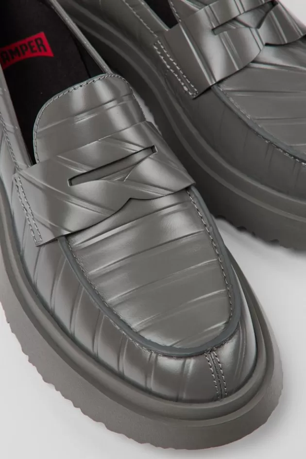 Discount Camper Grijze Leren Damesloafers