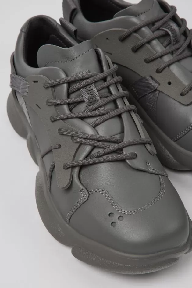 Store Camper Grijze Leren En Stoffen Damessneakers