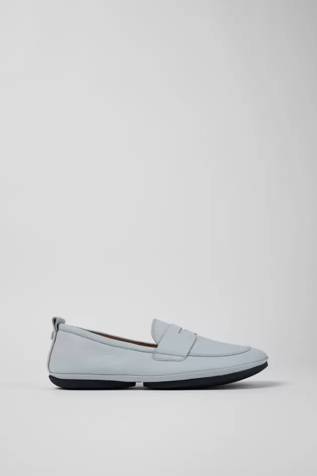 Online Camper Grijze Leren Loafer Voor Dames