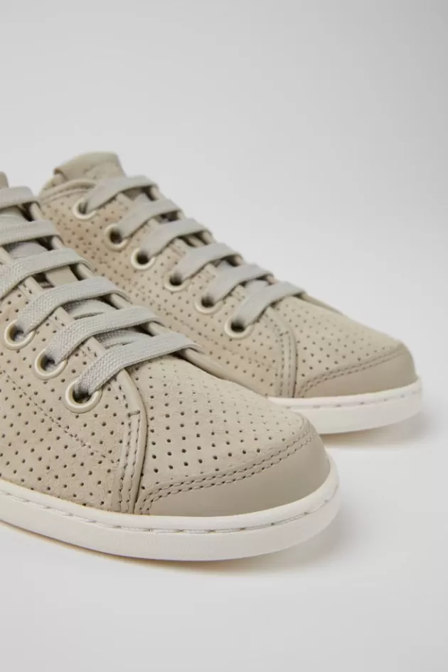 Discount Camper Grijze Nubuck En Leer Damessneakers