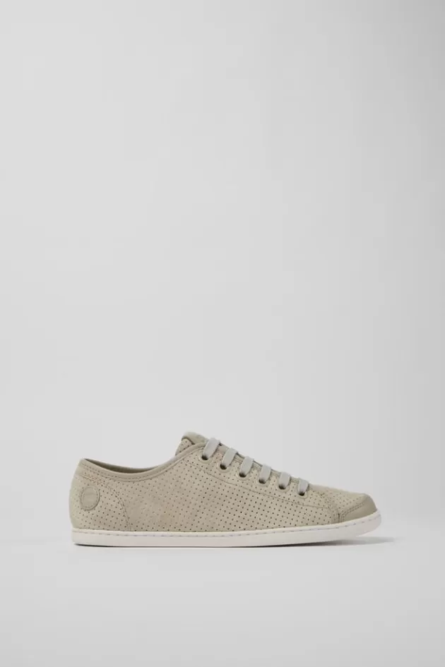 Discount Camper Grijze Nubuck En Leer Damessneakers