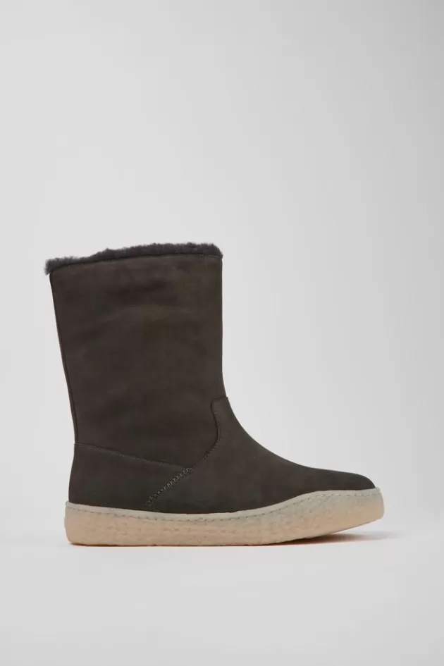 Sale Camper Grijze Nubuck Enkellaarzen Voor Dames