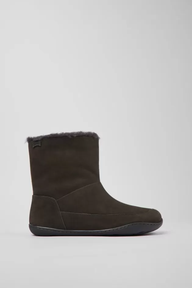 Hot Camper Grijze Nubuck Enkellaarzen Voor Dames