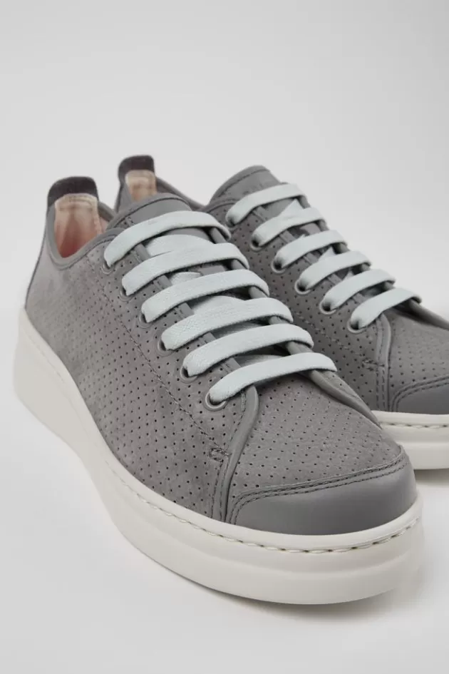 Flash Sale Camper Grijze Nubuck/Leren Sneaker Voor Dames