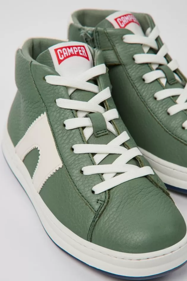 Cheap Camper Groen Met Witte Leren Kinder-Enkelboots
