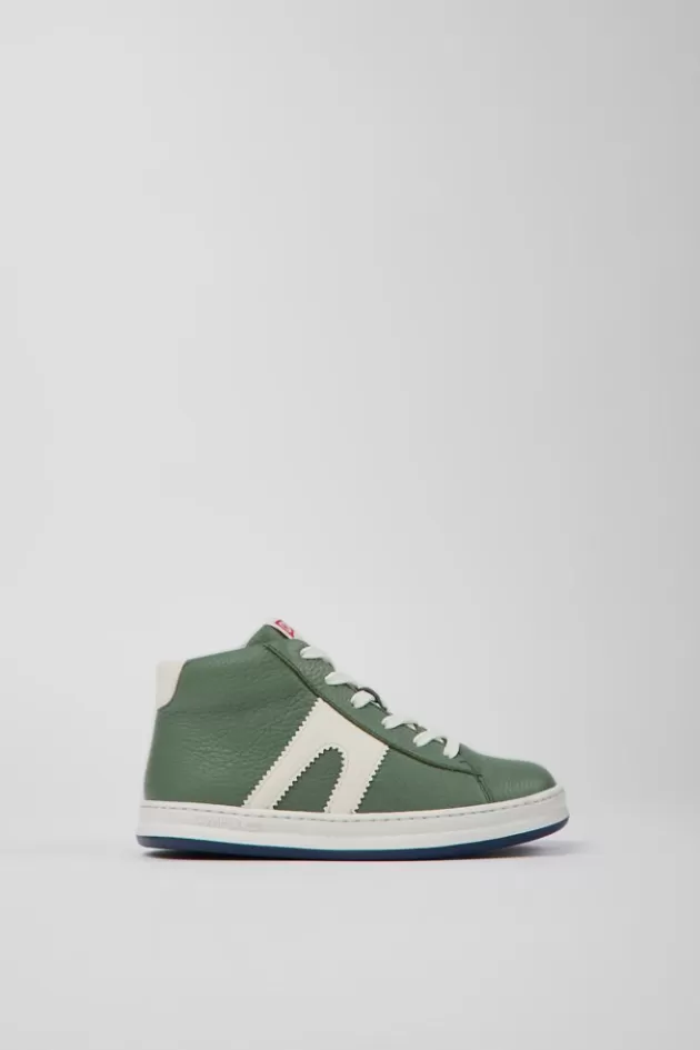 Cheap Camper Groen Met Witte Leren Kinder-Enkelboots