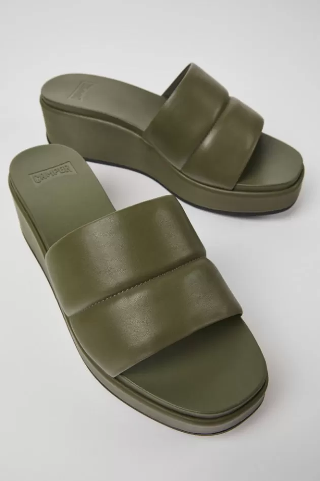 Cheap Camper Groene Leren Damessandalen