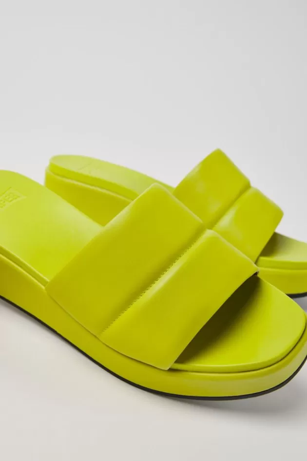 New Camper Groene Leren Damessandalen