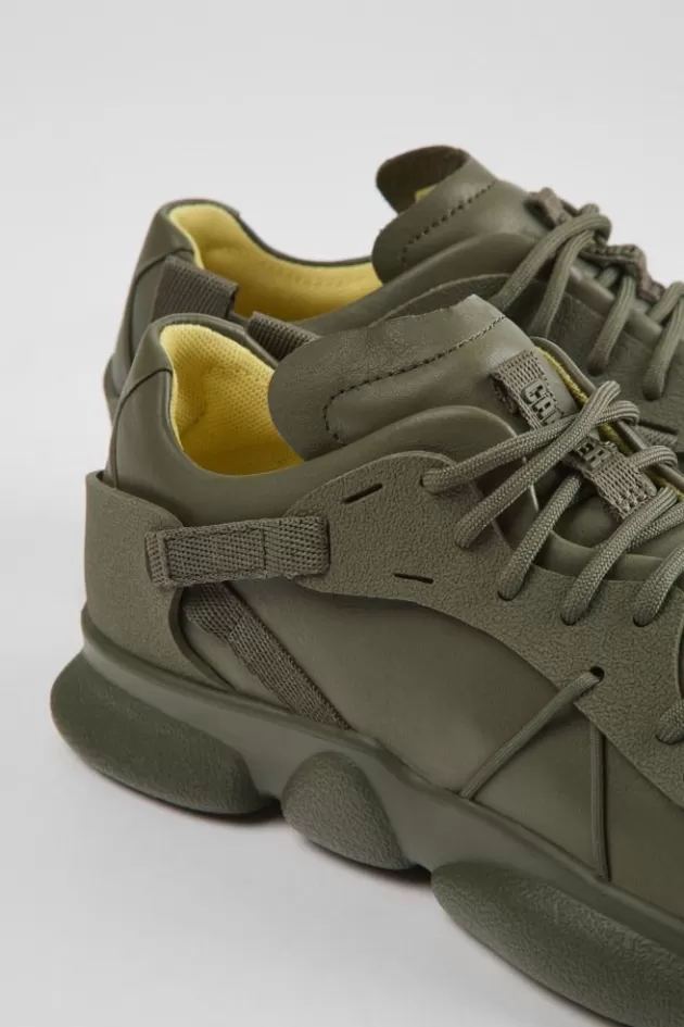 Hot Camper Groene Leren En Stoffen Damessneakers