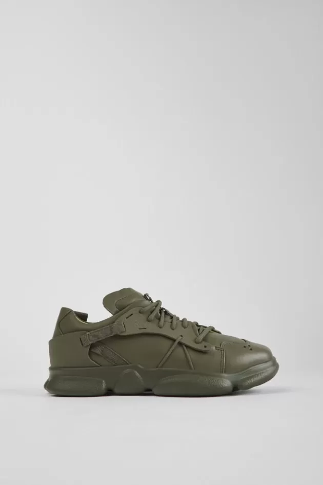 Hot Camper Groene Leren En Stoffen Damessneakers