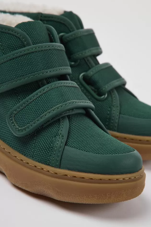 Store Camper Groene Leren En Stoffen Kinder-Enkelboots