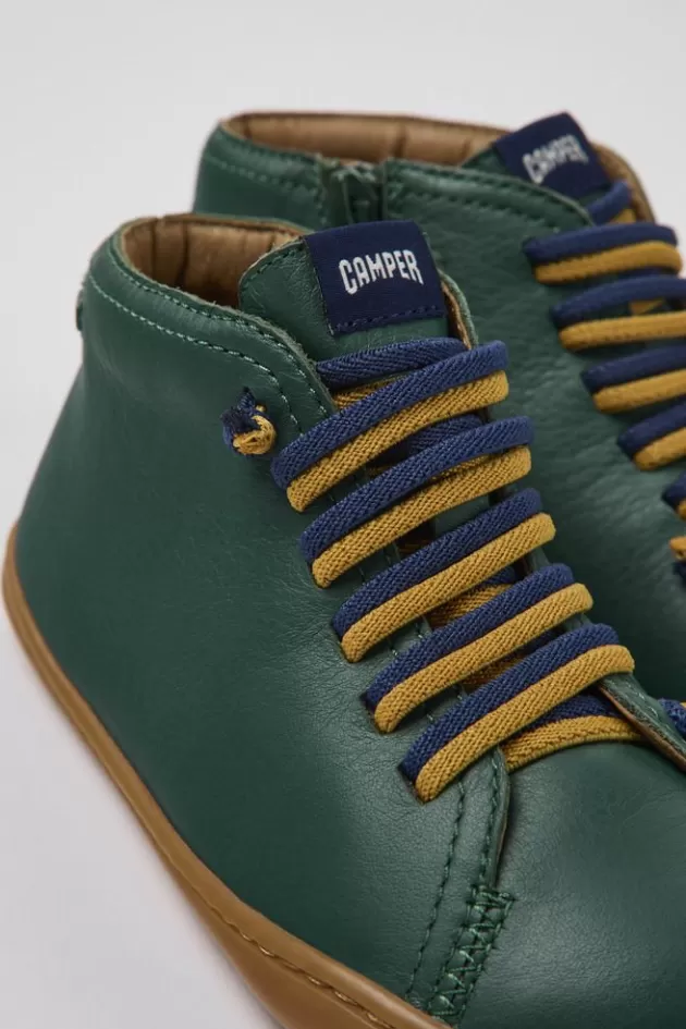 Online Camper Groene Leren Kinder-Enkelboots