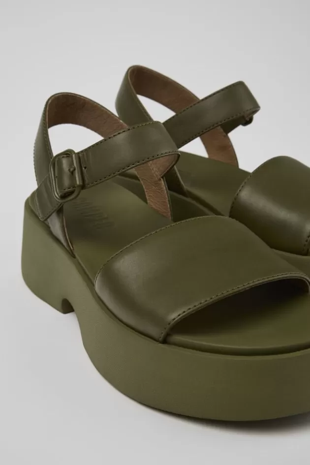 Discount Camper Groene Leren Sandaal Voor Dames