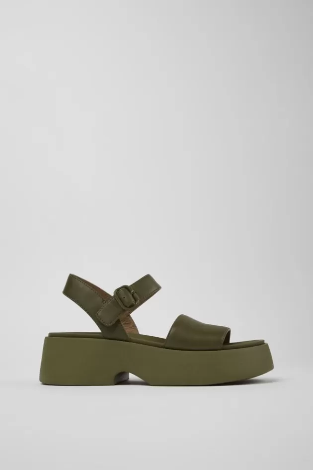 Discount Camper Groene Leren Sandaal Voor Dames