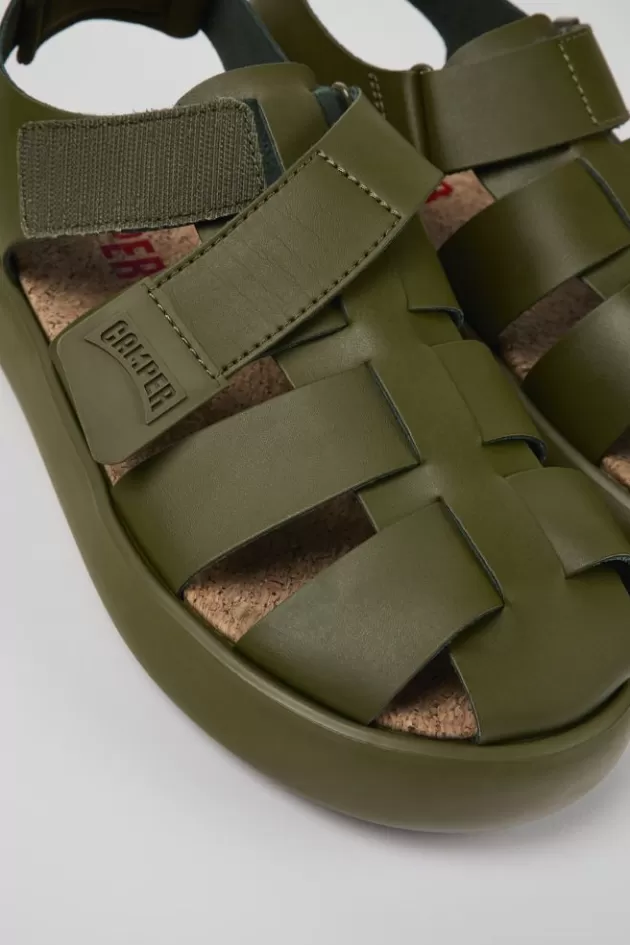 Outlet Camper Groene Leren Sandaal Voor Heren