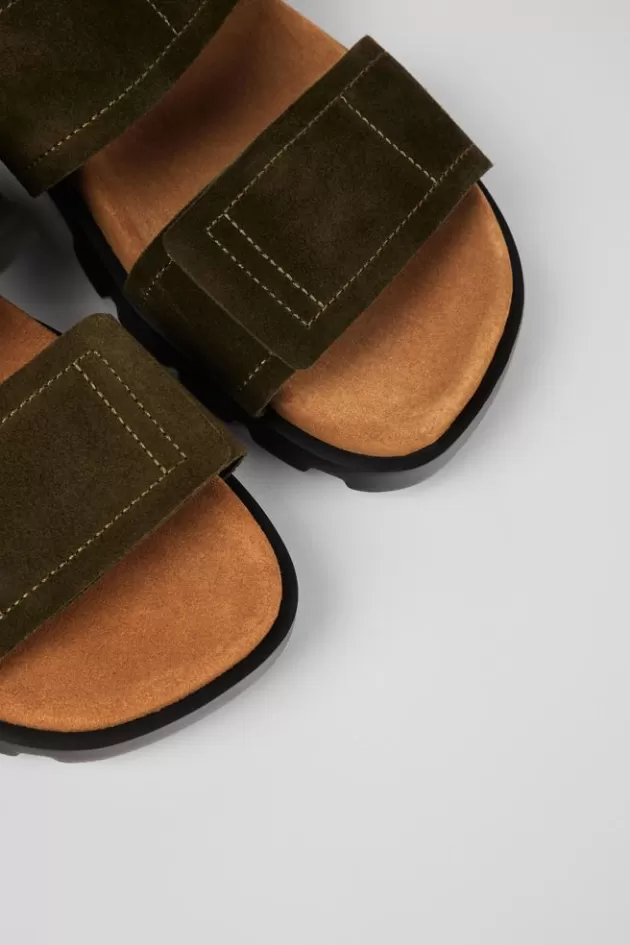 Fashion Camper Groene Nubuck Sandaal Voor Heren Met 2 Banden