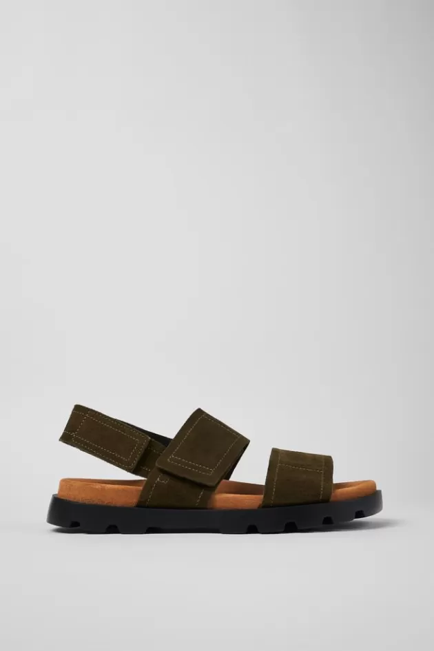 Fashion Camper Groene Nubuck Sandaal Voor Heren Met 2 Banden