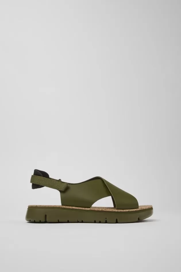 New Camper Groene Sandaal Van Leer/Textiel Voor Dames