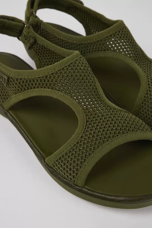 Shop Camper Groene Sandaal Van Textiel/Leer Voor Dames