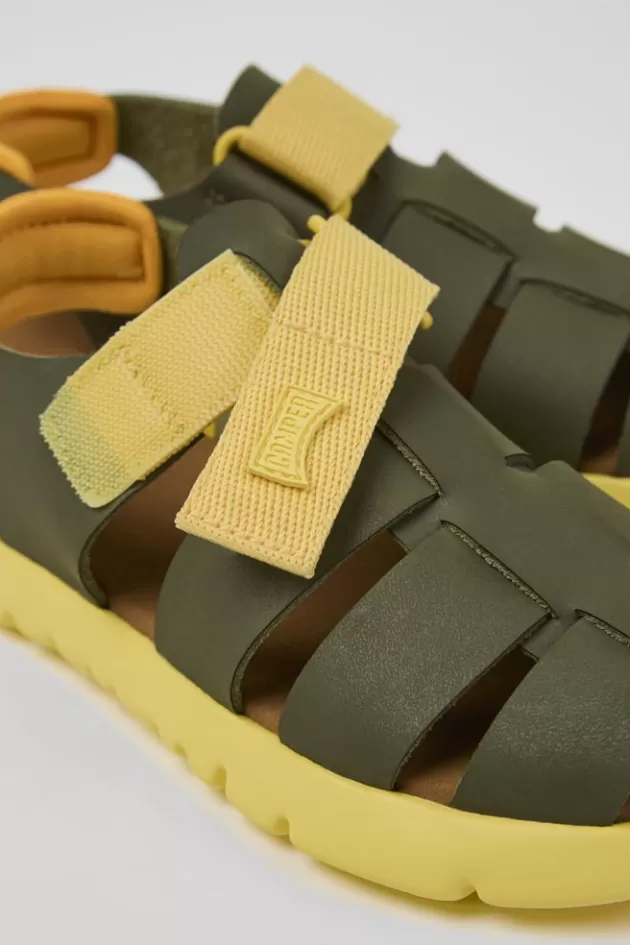 Flash Sale Camper Groen-Gele Leren Kindersandalen