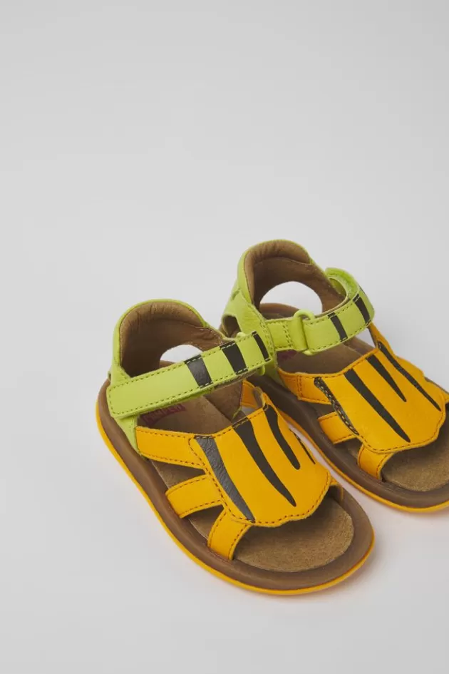 Store Camper Groen-Oranje Leren Kindersandalen