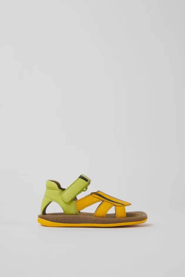 Store Camper Groen-Oranje Leren Kindersandalen