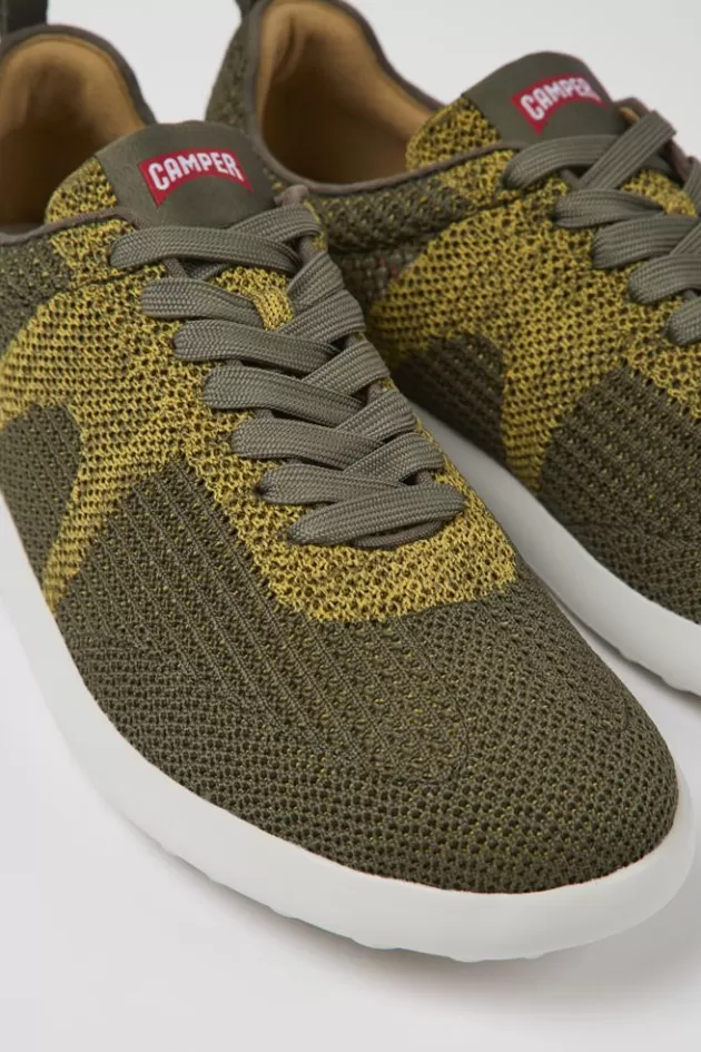 Store Camper Groen-Oranje Stoffen Herensneakers