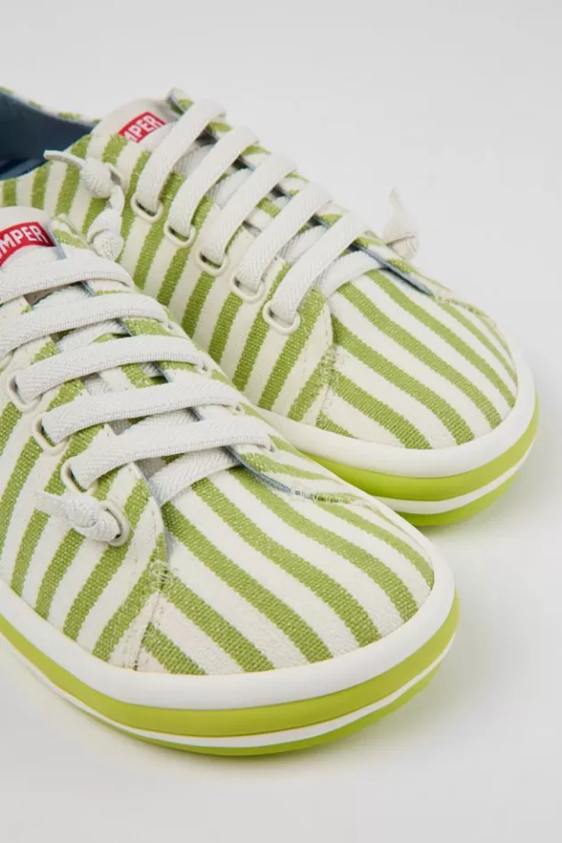New Camper Groen-Witte Stoffen Damessneakers