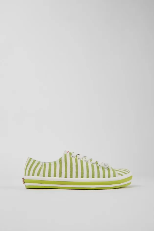 New Camper Groen-Witte Stoffen Damessneakers